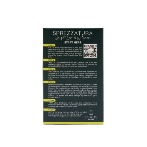 3MyWellnessInitiative -Sprezzatura – Sprezzatura – Weight Loss Formula – 1m pack img 4 Sprezzatura Live Life Well is a holistic weight loss and wellness program combining a multi-ingredient supplement, lifestyle-aligned nutrition plans, a 12-week emotional wellness course, digital trackers, coaching, and a supportive community. Targeting both mind and body, it boosts metabolism, supports insulin resistance, enhances energy, and promotes mental well-being for fast, safe, and sustainable results.