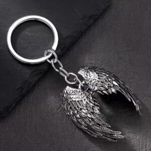 European and American-style Alloy Vintage Angel Wing Keychain Bag Charm. Designed for both men and women, this beautifully crafted accessory blends fashion with meaning, making it the perfect addition to your keys, handbag, backpack, or car keys. Crafted from durable high-quality alloy, this angel wing charm represents protection, guidance, freedom, and hope — making it more than just a stylish accessory, but also a meaningful keepsake you can carry with you everywhere.