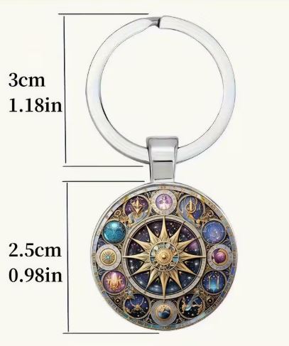 Sun, Moon and Stars zodiac keychain with vintage enamel design in colourful celestial astrology style made from durable zinc alloy lucky charm accessory for keys or bags3 Sun, Moon and Stars zodiac keychain with vintage enamel design in colourful celestial astrology style made from durable zinc alloy lucky charm accessory for keys or bags