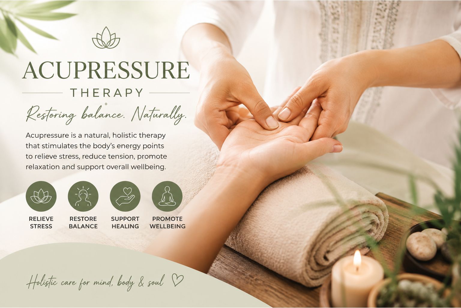 A therapist applying gentle acupressure to a client's hand during a relaxing acupressure therapy session at a wellness centre in Alberton.