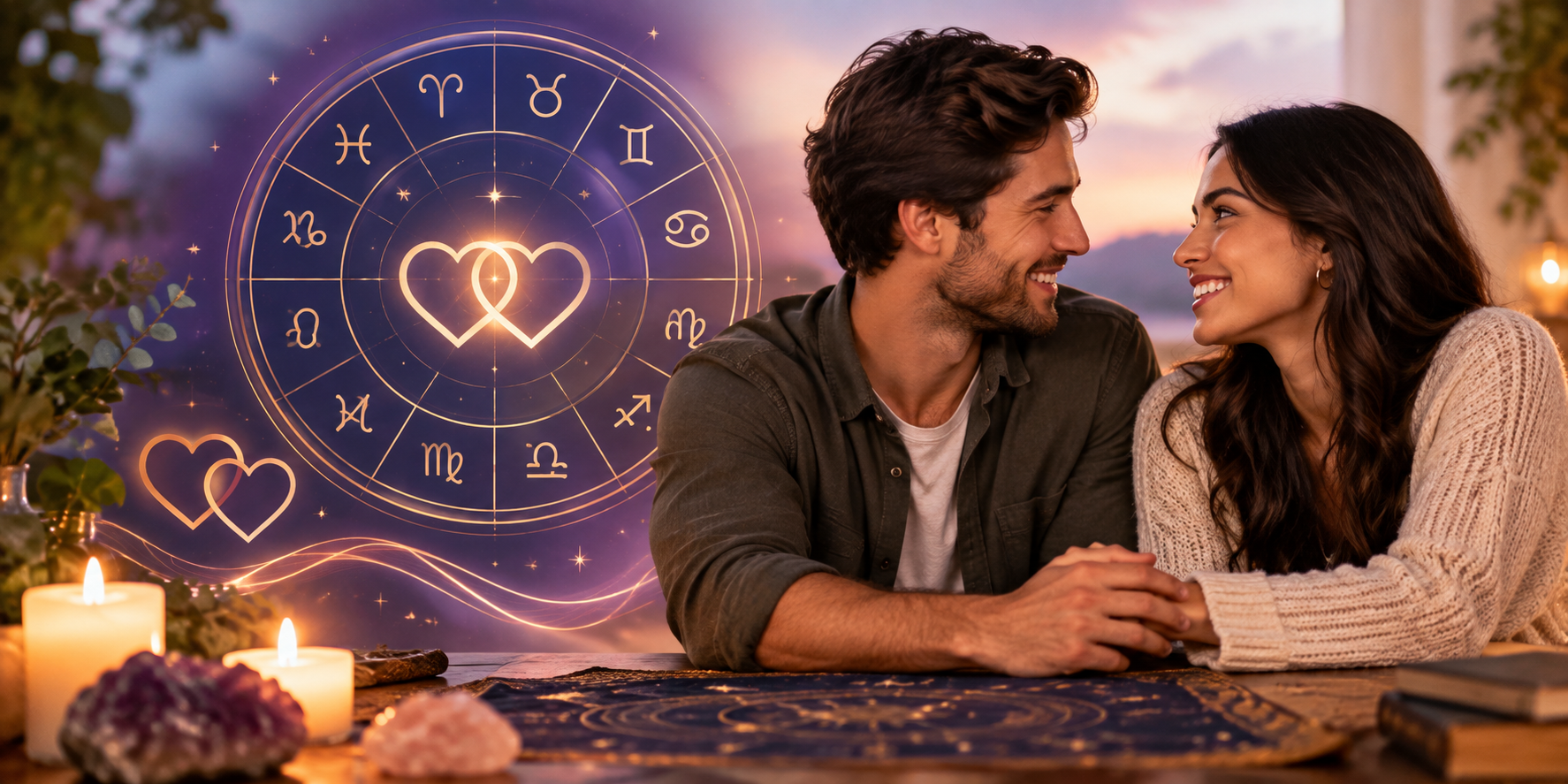 Astrology charts representing relationship dynamics and compatibility between two people