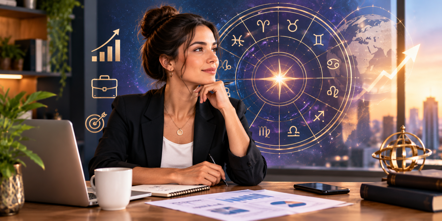 Astrology chart representing business direction, timing and professional opportunities